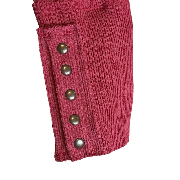 We The Free Sweater Maroon Knit Long Sleeve Mock Neck Ribbed Pullover Size Large - Picture 4 of 8